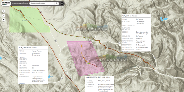 Dos subtramos principales del Qhapaq Ñan, conocido como el Camino Inca, atraviesan el distrito de San Pedro de Cajas en Tarma